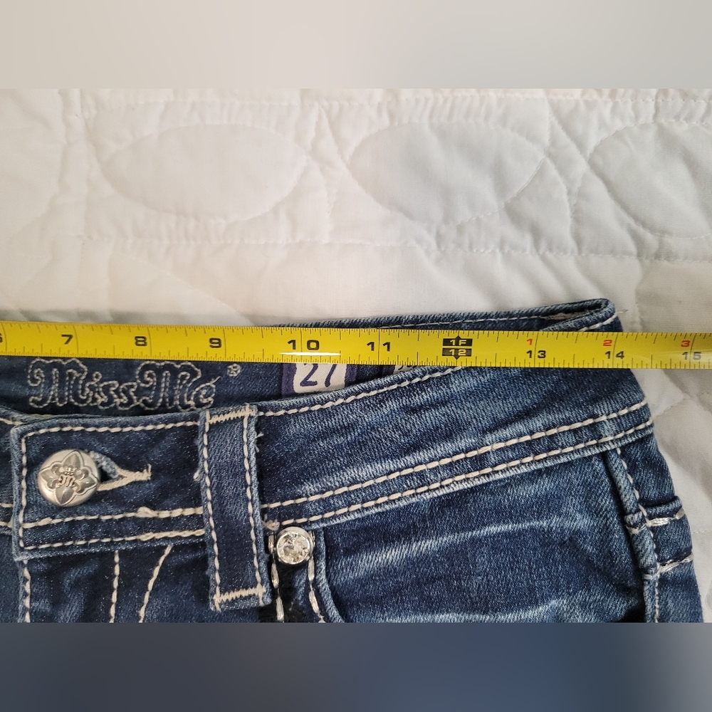 Miss Me Dark Blue Women's Bootcut Jeans Size 27 Bling Zebra Print - Picture 6 of 15